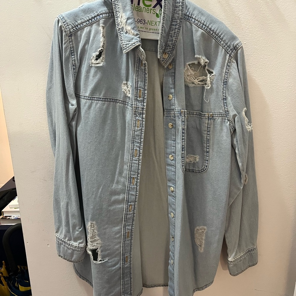 Topshop Moto ripped denim shirt US4/UK 8